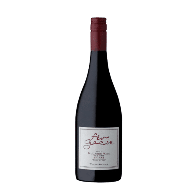 2017 Five Geese Old Vine The Pippali Shiraz wine bottle with dark fruit aromas.