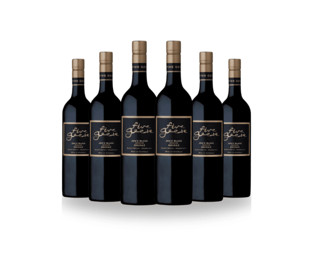 Five Geese Reserve Jon's Block Shiraz 2015: Soft, rich palate with spice, pepper & elegance.