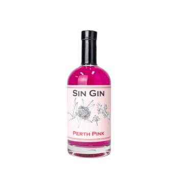 Sin Gin Distillery's Perth Pink Gin, sweet, colourful, with natural flavours, perfect with mixers.