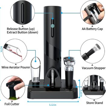 5-in-1 Electric Wine Opener Set: Corkscrew & More