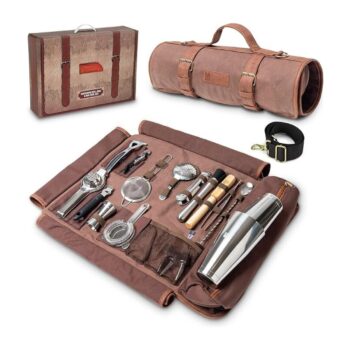 Deluxe Travel Bartender Kit: 17-Piece Bar Tool Set & Bag