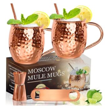 Moscow Mule Copper Mugs- Set of 2 Copper Plated Mugs